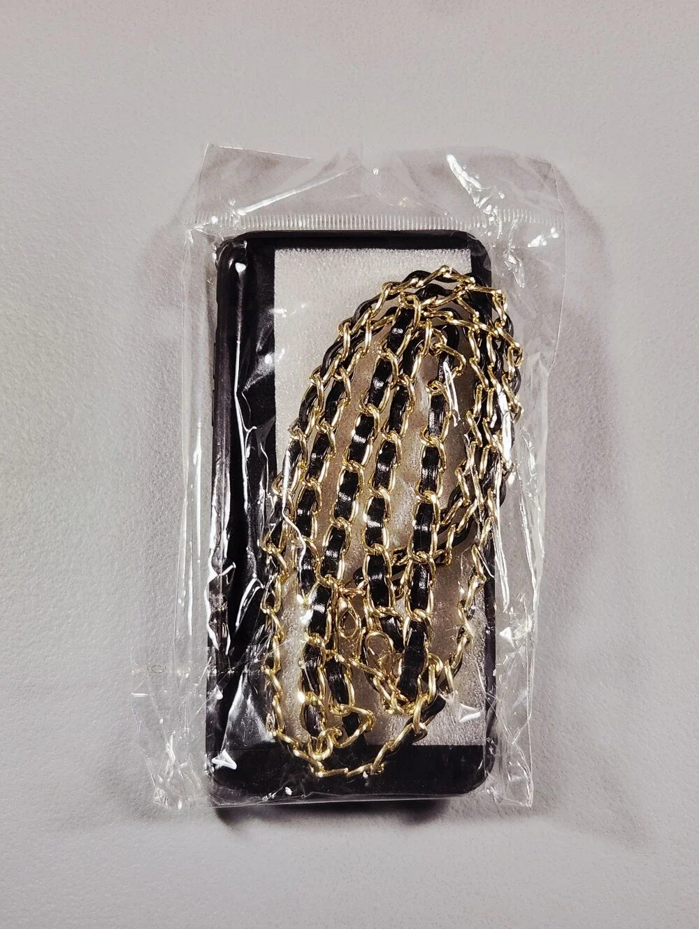 Black Quilted Leather iPhone 11 Pro Max Case Crossbody Wallet Chain Envelope